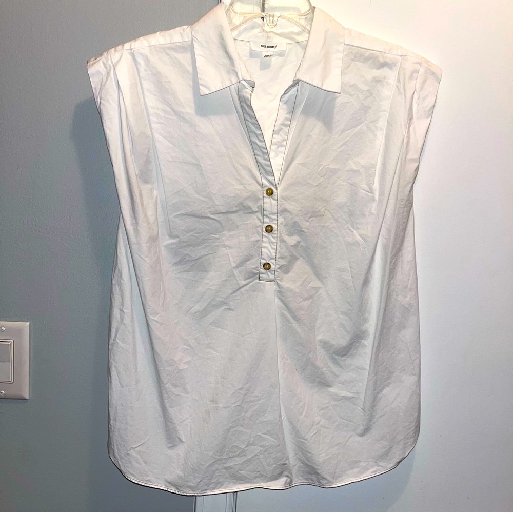 Sita Murt Cotton Poplin Semi Sheer Back Modern & Contemporary Chic Blouse